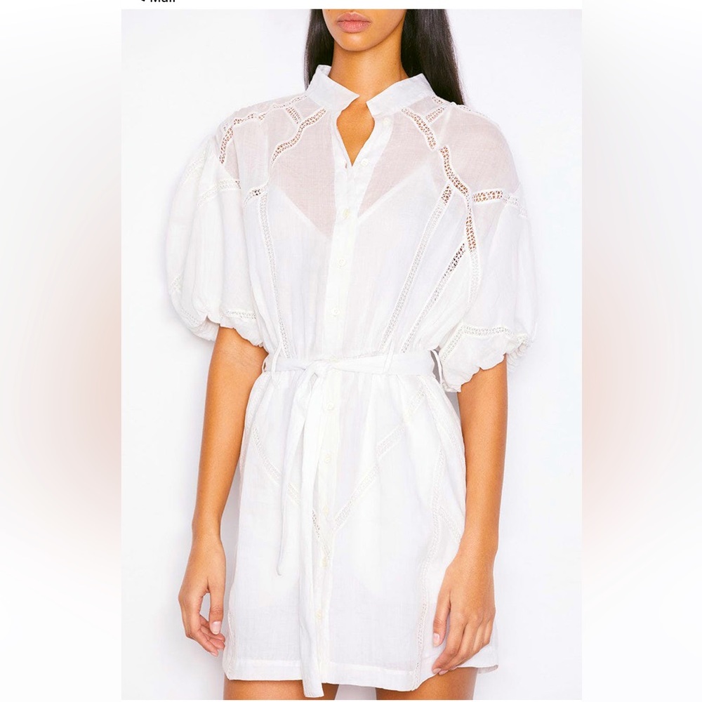 FRAME - INSET LACE PUFF SLEEVE DRESS